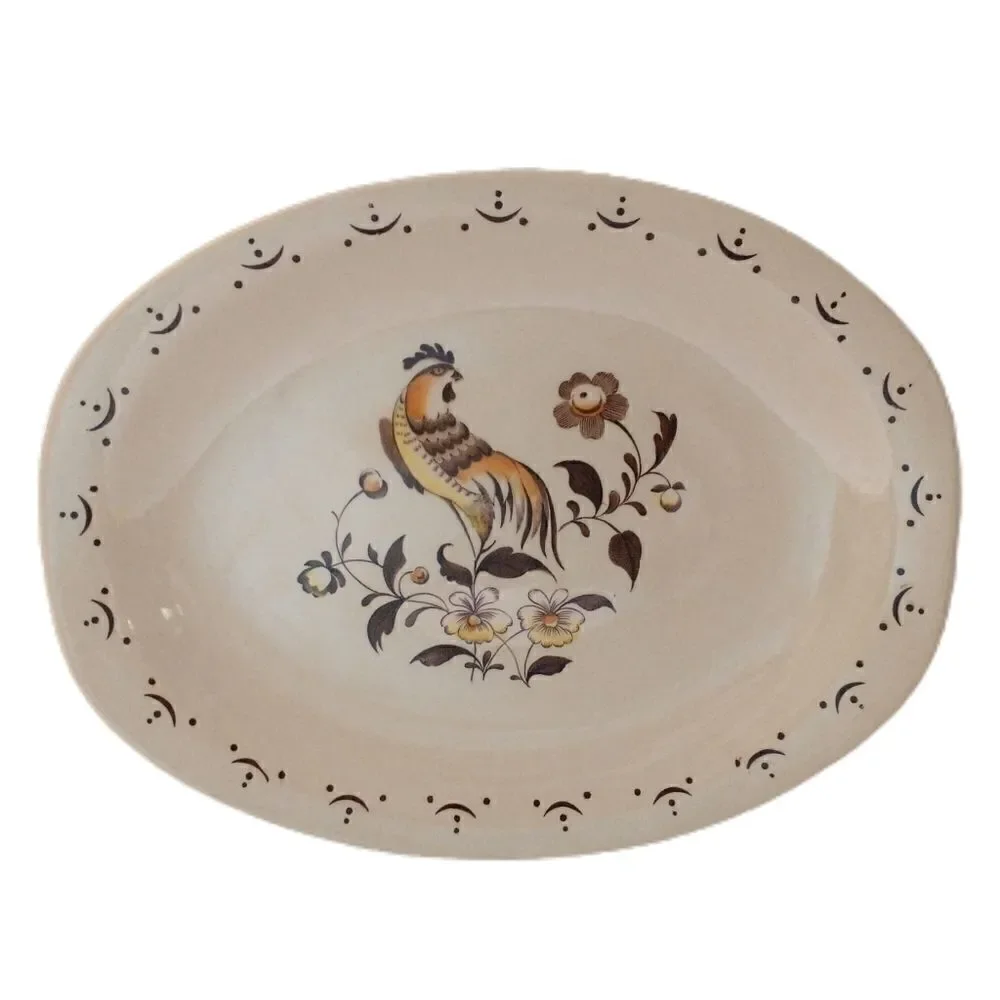 ‎Staffordshire Old Granite Sun Up Platter Serving Johnson Brothers Rooster Vtg